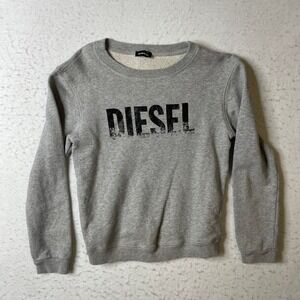 Diesel Sweatshirt Kids Grey Logo Graphic Crew Neck Cotton Pullover